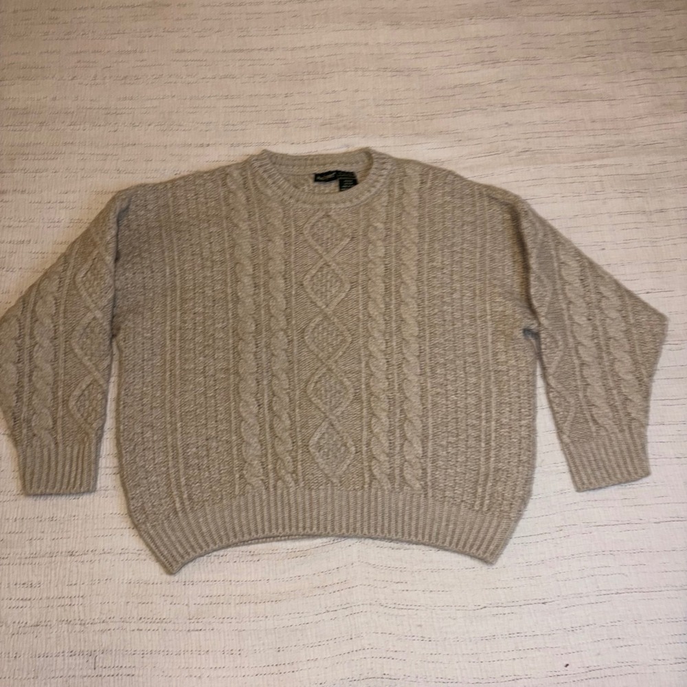 Rockport Vintage‎ Wool Blend Cable Knit Sweater Mens XXL Tan Made Italy Crewneck